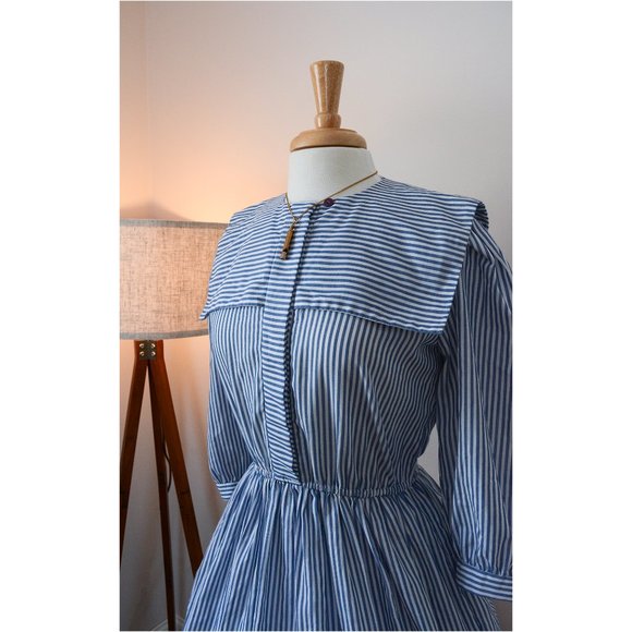 Vintage 80s does 50s Sailor Dress Pockets 10 M - Picture 2 of 10